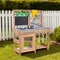 Blue-Natural Fir Wood Kids Mud Kitchen 4-Stove Outdoor Playset